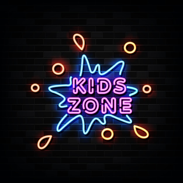 neonreclame voor kinderen. Ontwerpsjabloon neon stijl