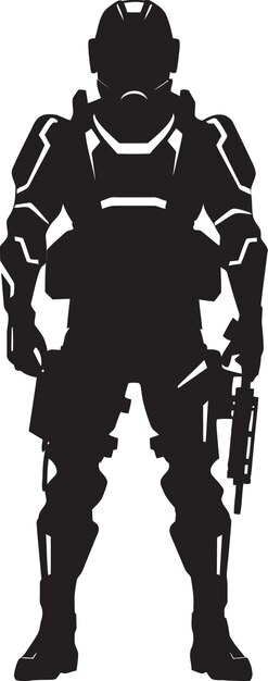 Vector neosentry vector soldier emblem quantumguard futuristic weapon logo