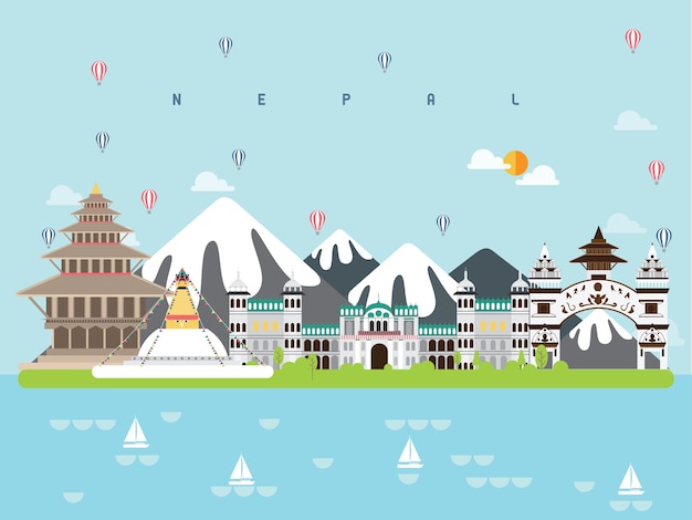 Nepal beroemde bezienswaardigheden infographic