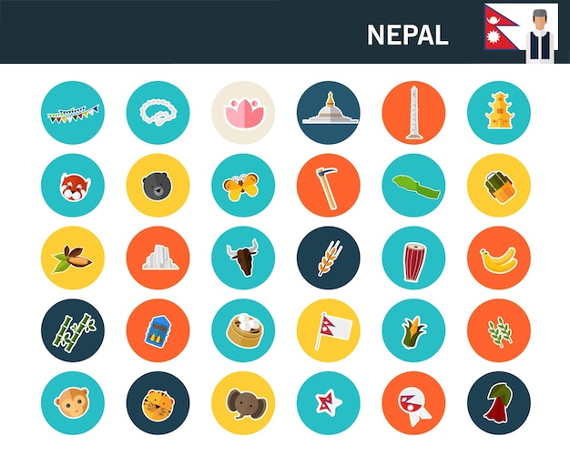 Nepal concept flat icons