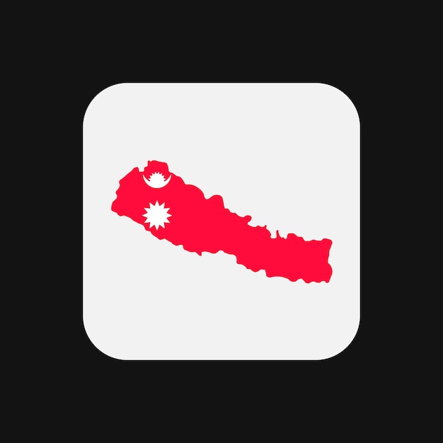 Nepal kaart silhouet met vlag op witte achtergrond