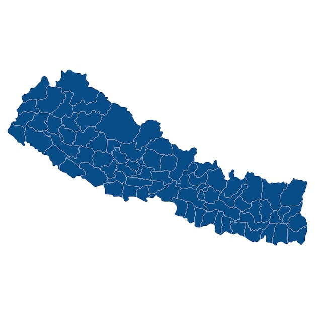 Vector nepal kaart van nepal in administratieve districten in blauwe kleur