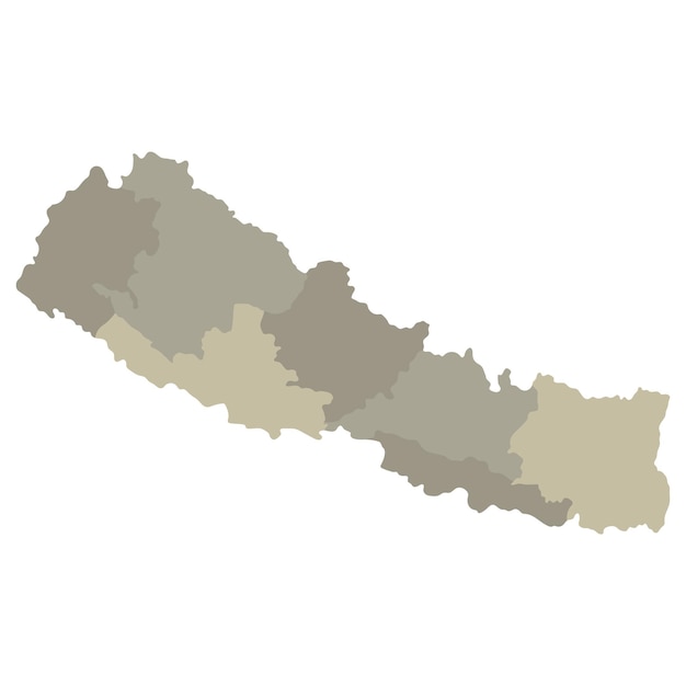 Nepal kaart van Nepal in administratieve provincies in veelkleurige