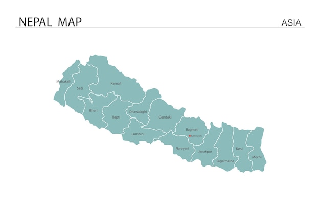 nepal kaart vectorillustratie Kaart hebben alle provincie en markeer de hoofdstad van nepal