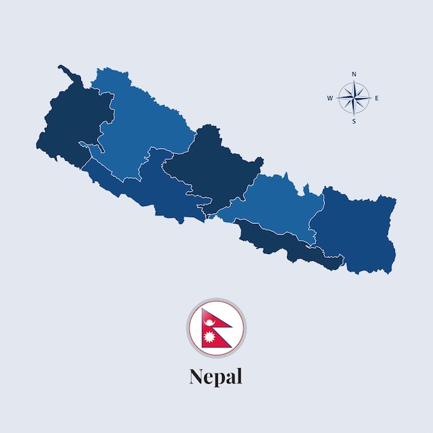 Nepal map with flag Nepal flag map