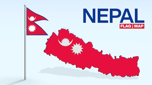 Vettore mappa del nepal con modello di bandiera del nepal 2023