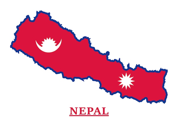 Nepal National Flag Map Design, Illustration Of Nepal Country Flag Inside The Map