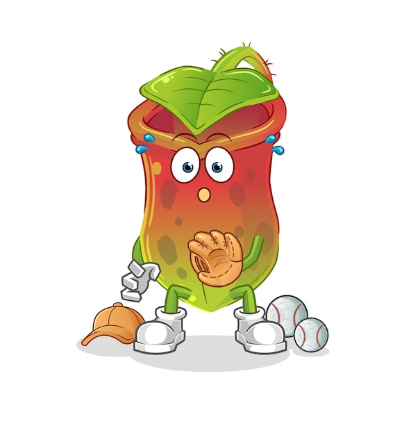 Nepenthes baseball Catcher cartoon cartoon mascot vector