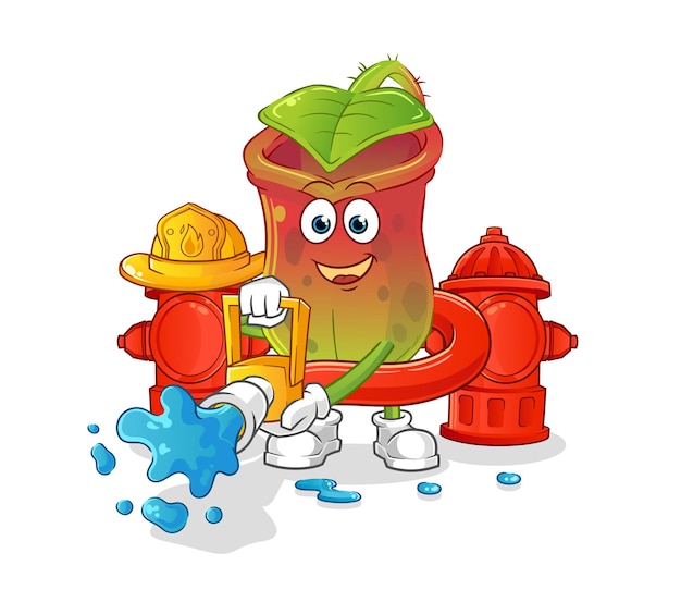 Nepenthes firefighter vector cartoon character