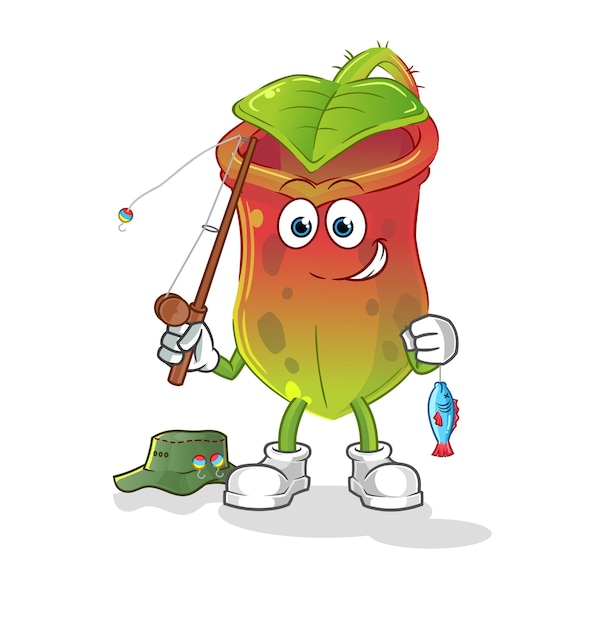 Nepenthes fisherman illustration. character vector