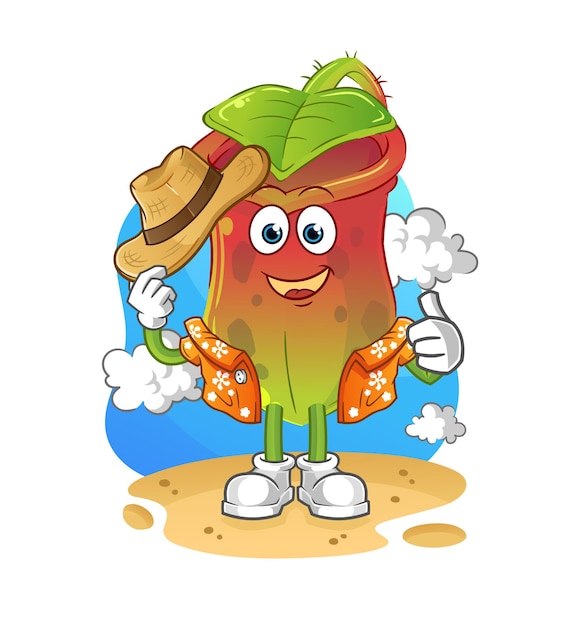 Nepenthes go on vacation cartoon mascot vector