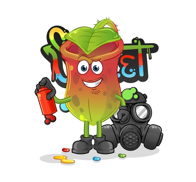 Nepenthes graffiti artist vector cartoon character