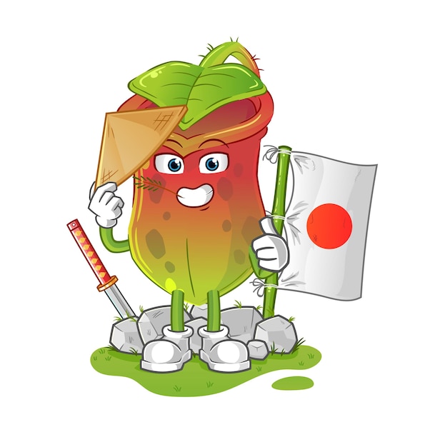 Nepenthes japanese vector cartoon character