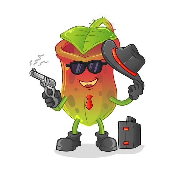 총 캐릭터 만화 마스코트 벡터와 Nepenthes 마피아