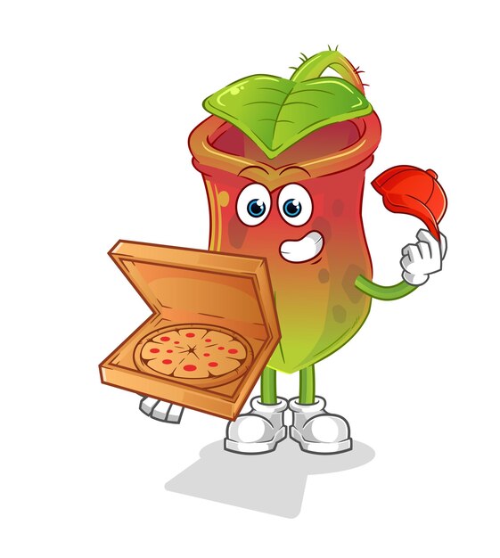 Nepenthes pizza delivery boy vector. cartoon character