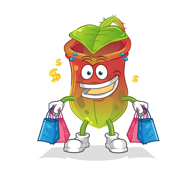 Nepenthes shoping mascotte cartoon vector