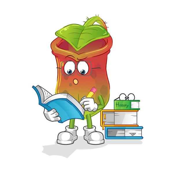 Vector nepenthes studying mascot cartoon vector