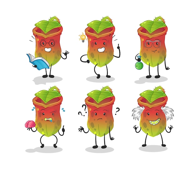 Nepenthes thinking group character. cartoon mascot vector