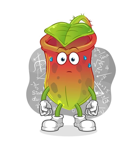 Nepenthes thinking hard vector. cartoon character