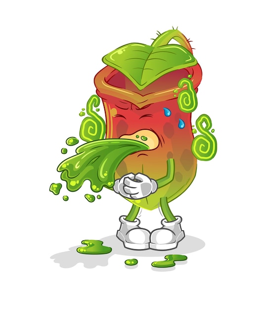 Nepenthes throw up cartoon. cartoon mascot vector