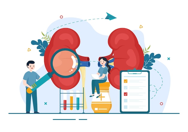 Nephrologist Illustration with Treat Kidneys Organ in Flat Cartoon Hand Drawn Templates