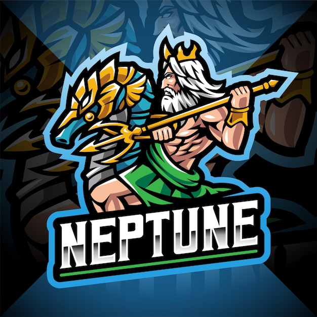 Neptune god esport mascot logo design