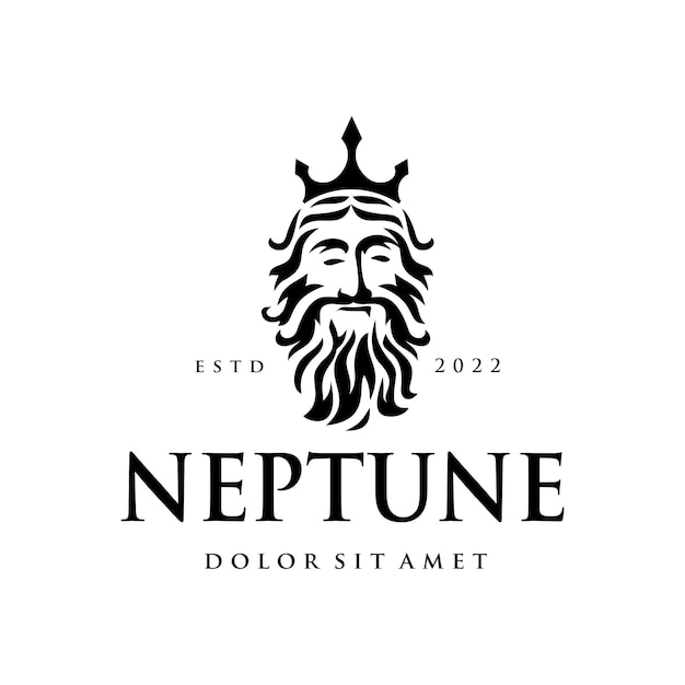 Neptunus logo ontwerp vector illustratie Poseidon oceaan silhouet