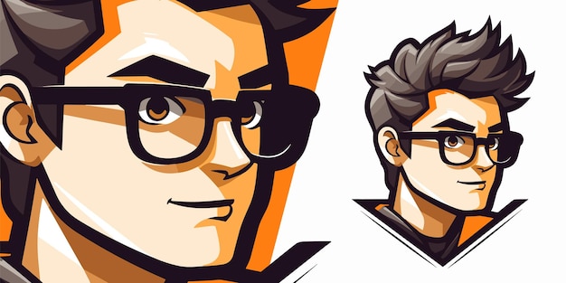 Векторная графика Nerd and Geek Guy для спортивных и киберспортивных игровых команд Logo Mascot