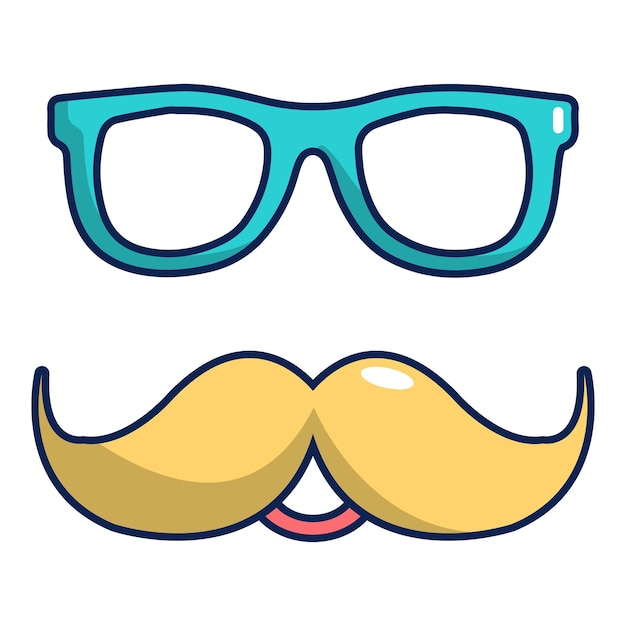 Vector nerd glasses and mustaches icon cartoon illustration of nerd glasses and mustaches vector icon for web design