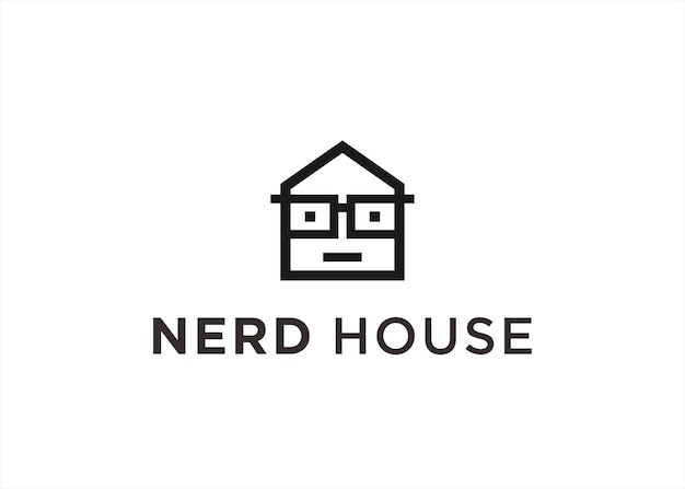 nerdy huis logo ontwerp vectorillustratie