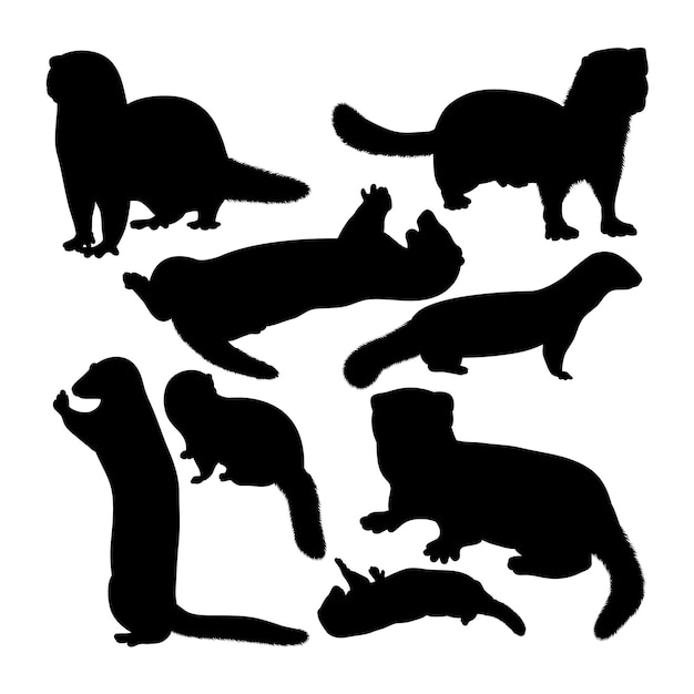 Nerts dieren silhouetten