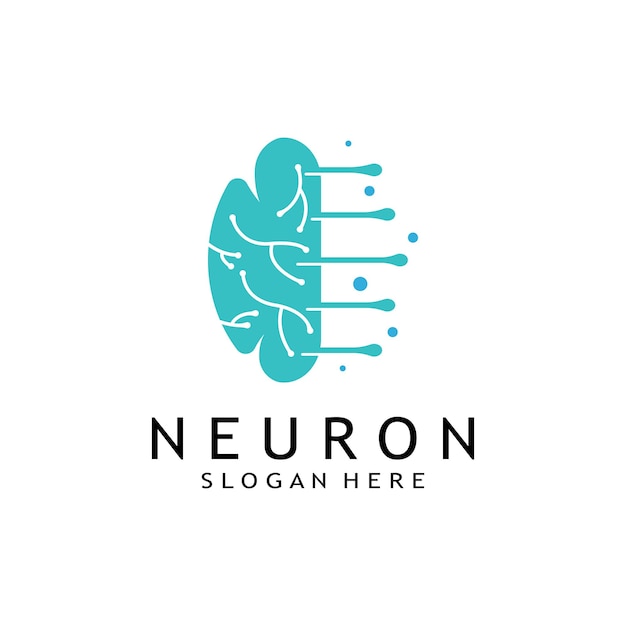 Nerve cell logo or neuron logo with vector template