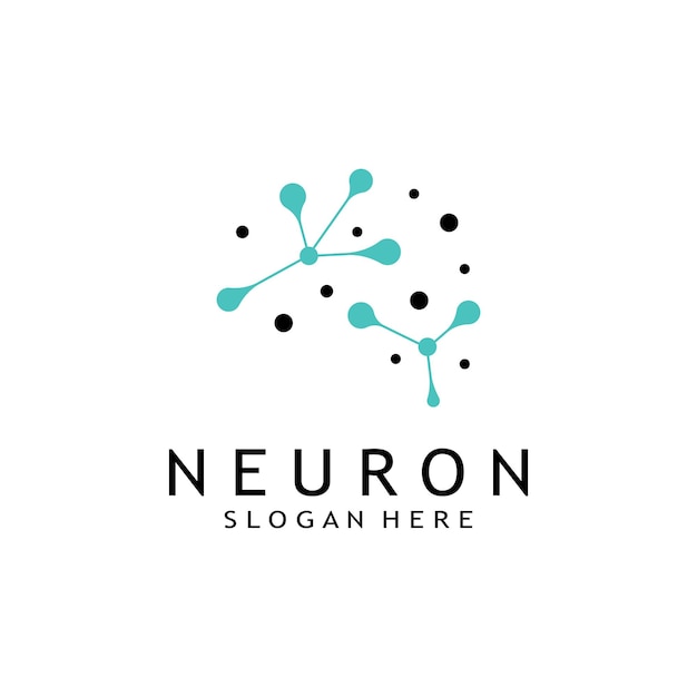 Nerve cell logo or neuron logo with vector template