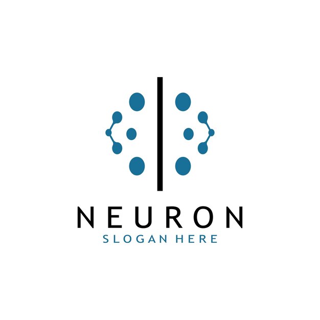 Nerve cell logo or neuron logo with vector template