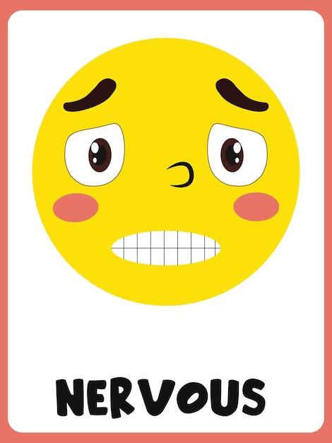 Vector nervous face clipart flashcard