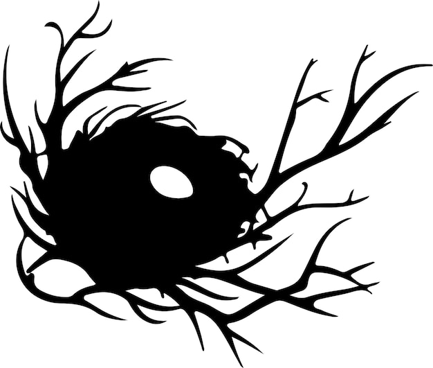 Vector nest black silhouette with transparent background