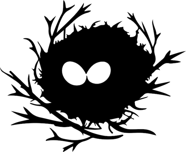 nest black silhouette with transparent background