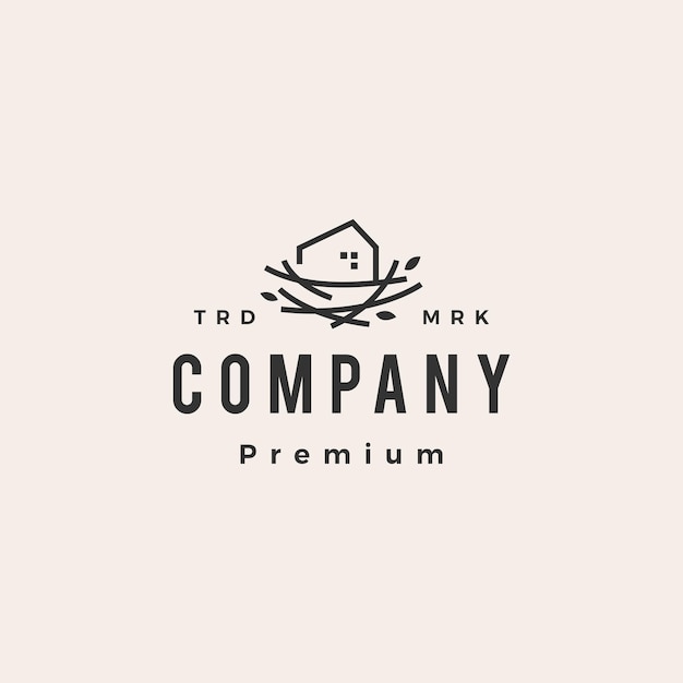 Nest house hipster vintage logo template