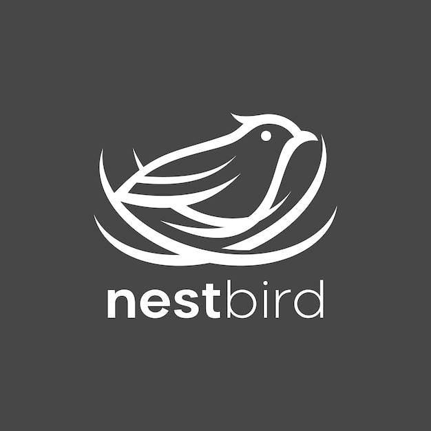 Nest vogel natuur blad lijn overzicht Logo ontwerp pictogram