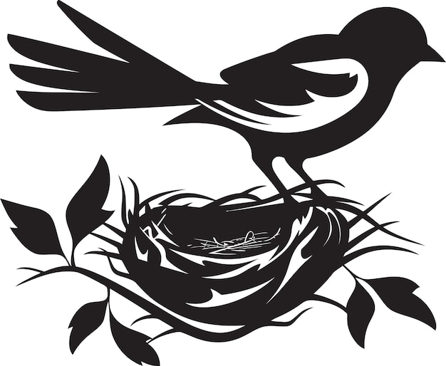 Nest Weaver Vector Icon Design Flight Nest Black Bird Logo Icon