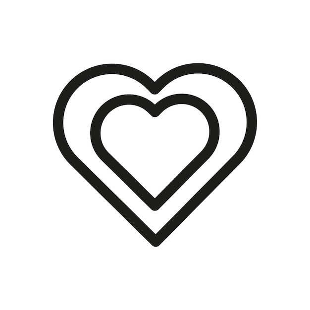 네스트드 하트 디자인: 사랑의 상징, 흑백, 로맨틱 터 그래픽, 터 일러스트레이션