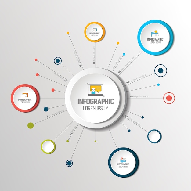 Net molecule structure with circles infographic template network flow chart diagram