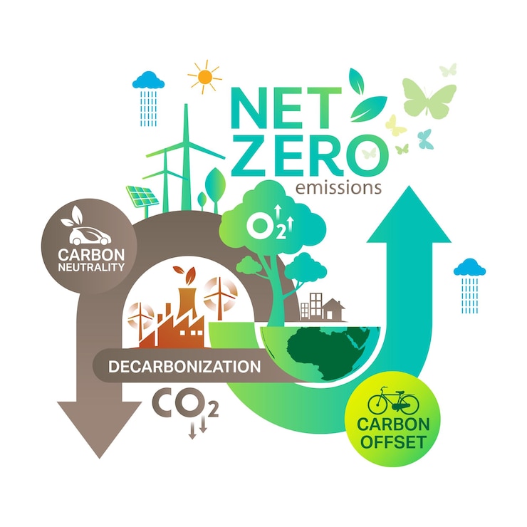 Net nul en koolstofneutraal concept Koolstofneutraliteit