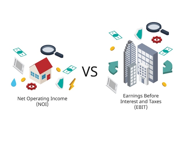 Net Operating Income or NOI compare to EBIT or Earnings before interest and taxes