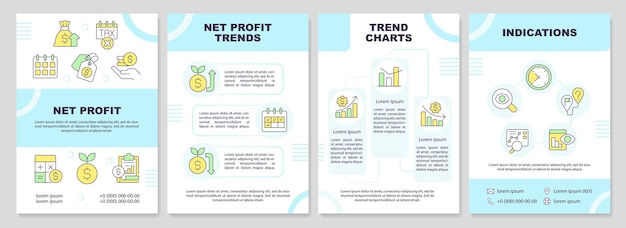 Net profit trends blue brochure template