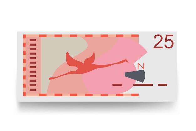 Нидерландские антильские гульдены Векторная иллюстрация Денежные банкноты Кюрасао и Синт-Мартена 20 ANG