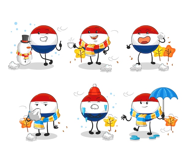 Netherlands in cold weather character mascot vector