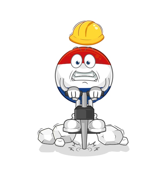 Netherlands drill the ground cartoon character vector