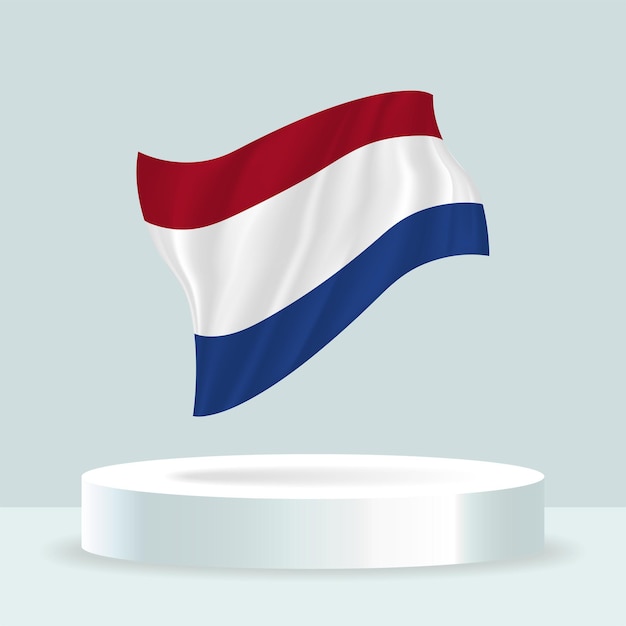 Netherlands flag 3d rendering of the flag displayed on the stand