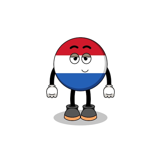 Netherlands flag cartoon couple with shy pose character design